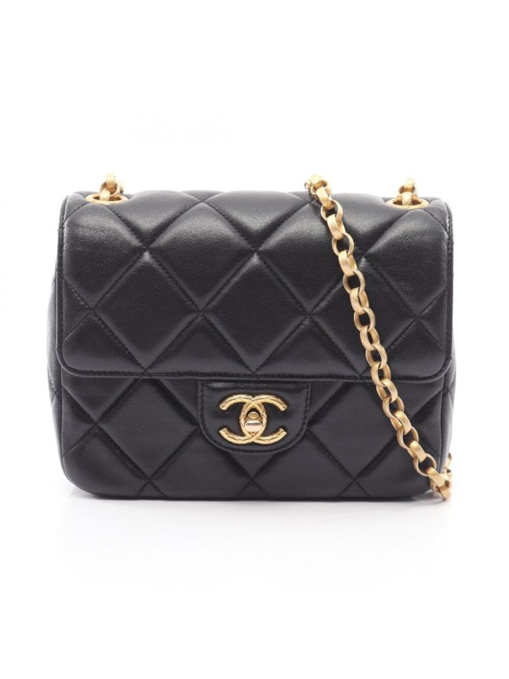 Chanel Shoulder Bag Quilted Black Lambskin Small Flap Bijou Chain